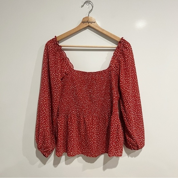 NWT Madewell (Re)sourced Georgette Lucie Smocked Peplum Top in Batik Vine - Picture 4 of 7